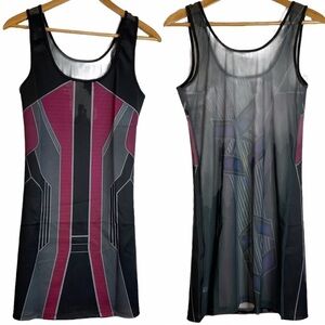 Marvel Hawkeye Bodycon Mesh Back Dress Cosplay Extra Large Superhero Fandom XL